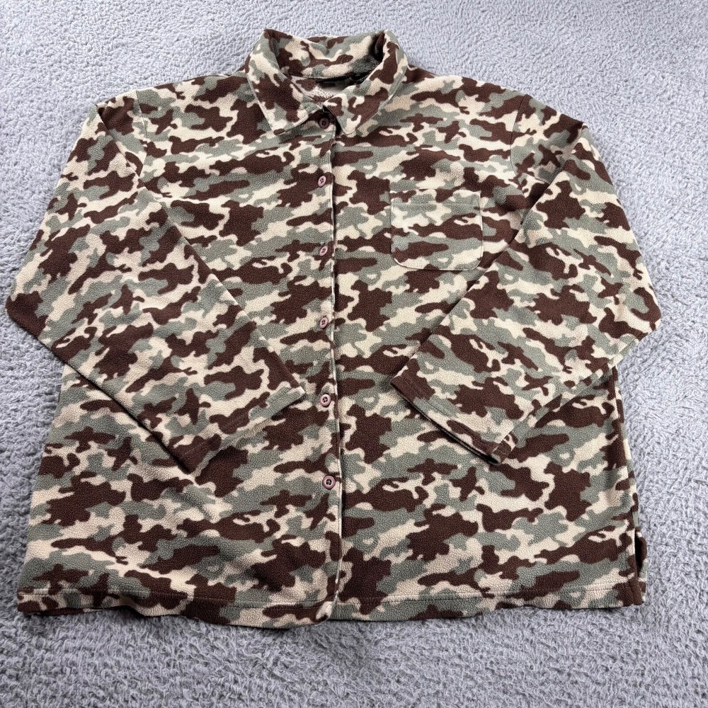 Gander Mountain Camo‎ Button Fleece Shirt Mens L Pocket Hunting Guide Series